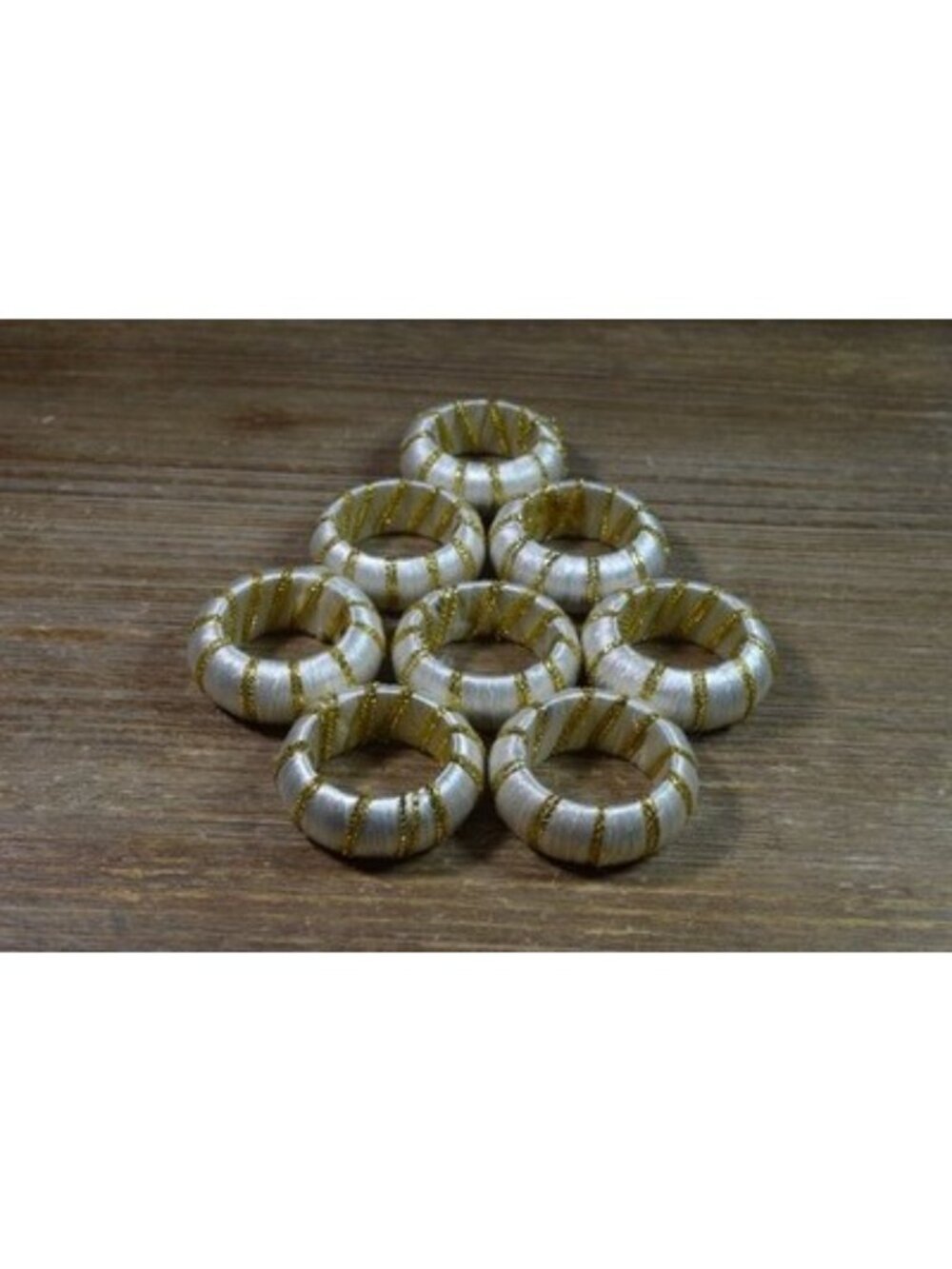 Vintage White Gold Napkin Rings Set of 8 Elegant Hollywood Regency MCM Glam Chic